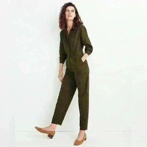 Madewell Seamed Coverall Jumpsuit in Grid Dot